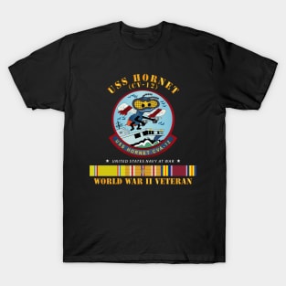 USS Hornet (CV-12) - WWII Veteran w PAC SVC T-Shirt